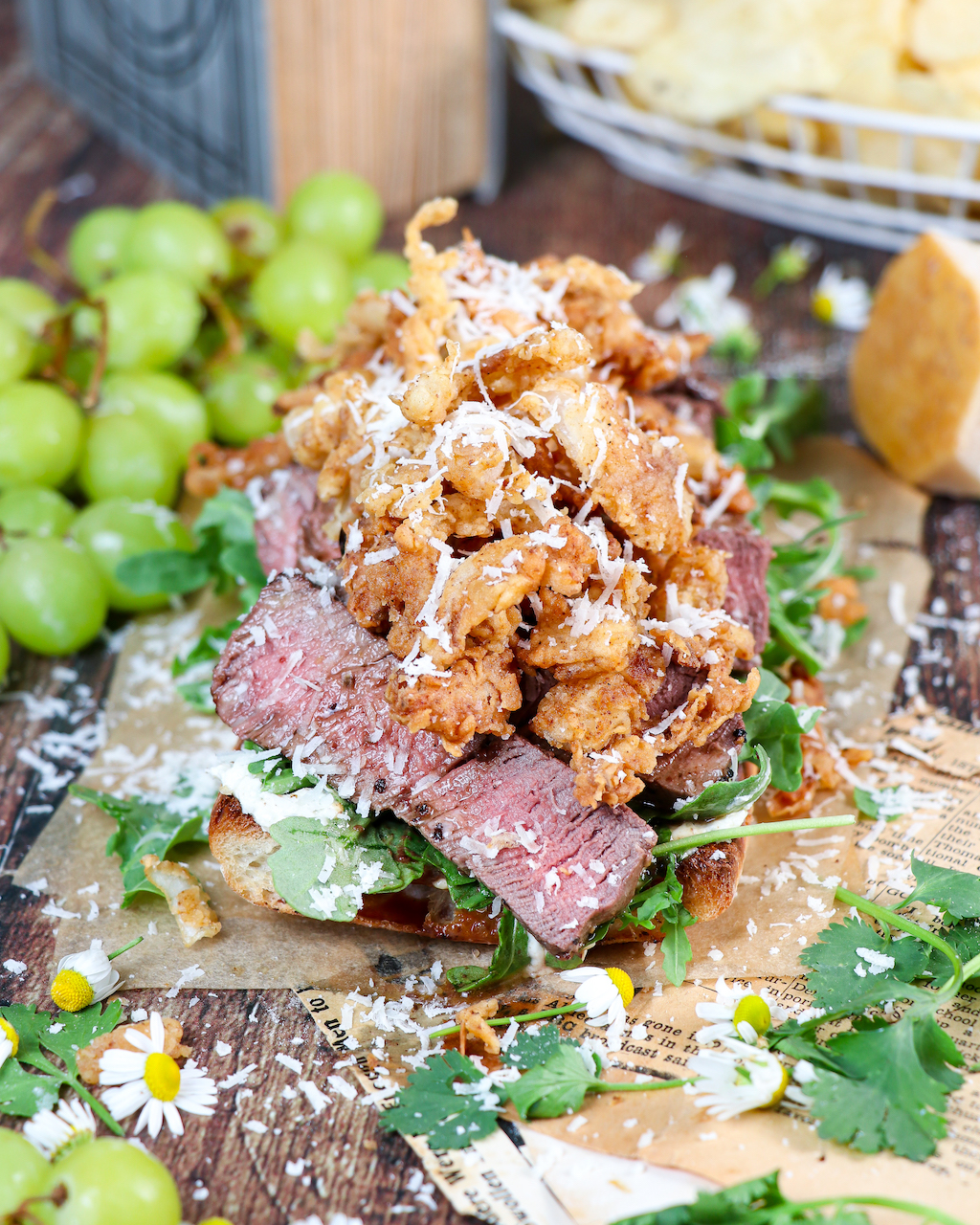 Steak, Boursin & Crispy Onion Sandwiches